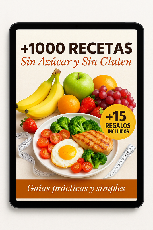 +1000 RECETAS SALUDABLES SIN GLUTEN, SIN AZUCAR Y 15 BONOS DE REGALOO 🎁